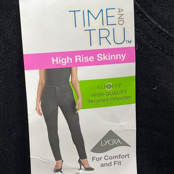 Time And Tru Women's High Rise Stretch Skinny Black Jeans Size 14 NWT - Picture 5 of 11